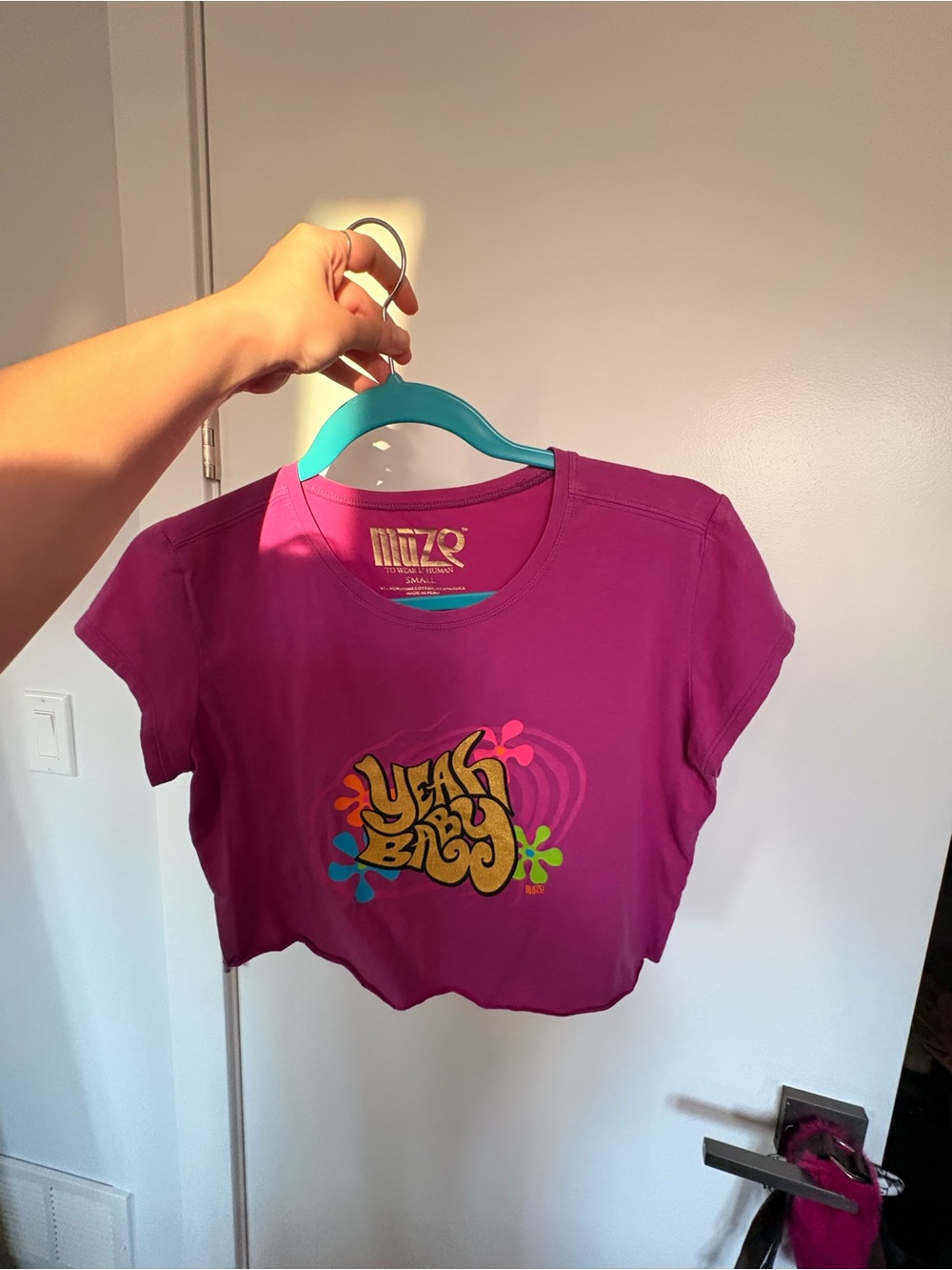Y2K Inspired Pink Graphic Crop Tee - Yellow/Bright Accent